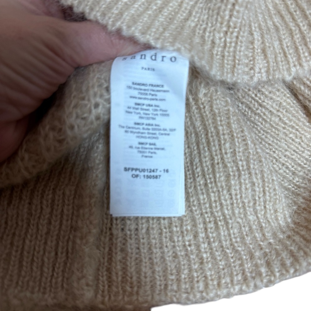 NWT Sandro| Women’s Cropped Sweater with embroidered collar mohair wool sz 2 usa - Picture 9 of 14